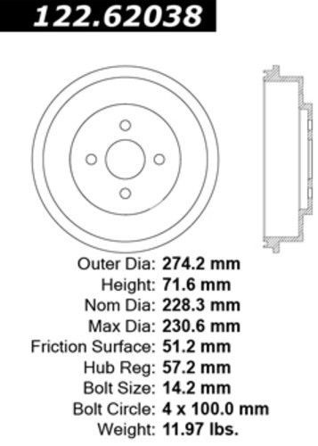 Centric parts 122.62038 rear brake drum