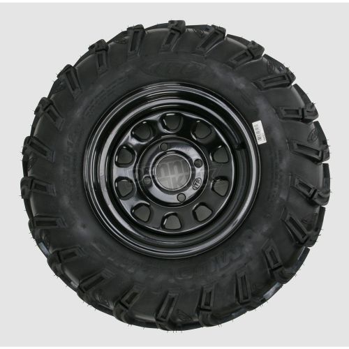 Polaris atv mudlite tires 25 inch  12 inch black wheels