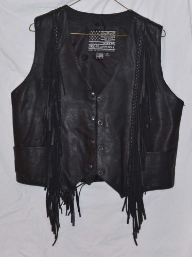 Ladies black leather harley davidson style laced vest,size medium