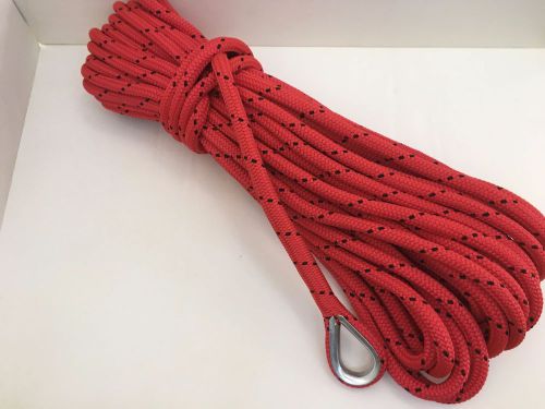 1/2&#034; x 100 &#039;anchor line red &amp; black double braid nylon dock rope made in  usa