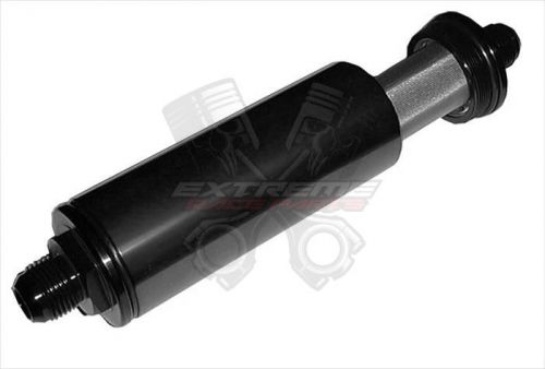 New black 5&#034; inline fuel filter 8an aluminum w/ stainless element