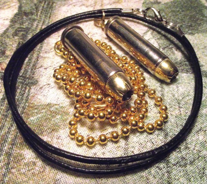 357 magnum real bullet & brass necklace pendant 