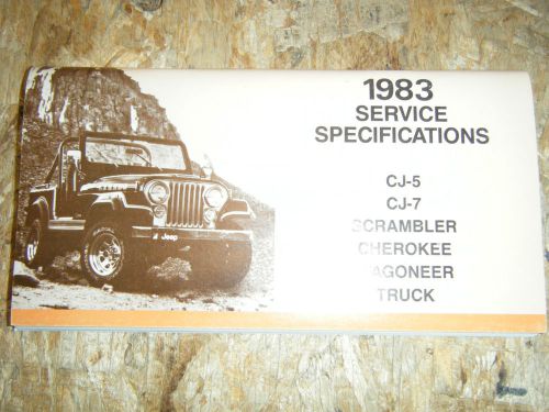 1983 jeep cherokee wagoneer cj-5 7 scrambler truck service specification booklet