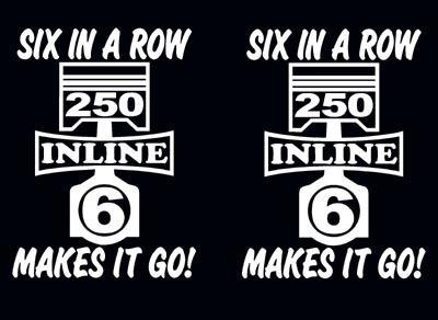 250 inline 6 piston decal set straight six engine emblem sticker i6 decals