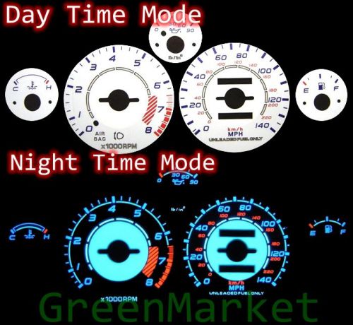 90-97 mazda miata w/ tach white face blue indiglo glow gauges
