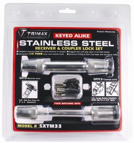 Trimax sxtm33 100% stainless steel (sxt3) 5/8" receiver lock &amp; (sxtc3) 3.5" spa