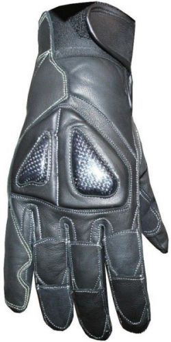 New womens black leather motorcycle bike gloves xxl