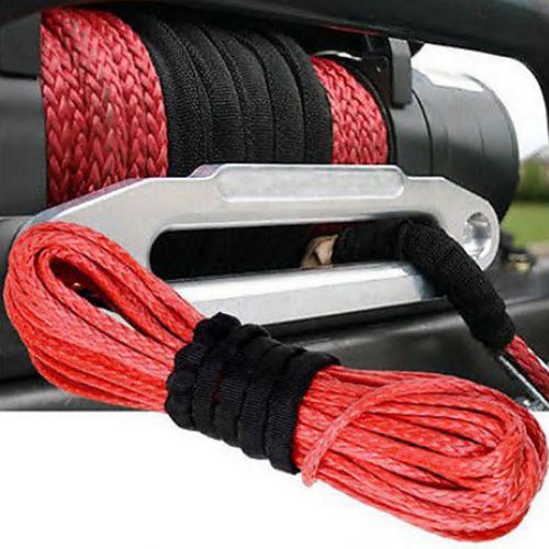 Suv new 1pc red 50' 1/4"dyneema synthetic winch cable 6400 lbs replacement rope