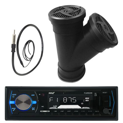 Dual bluetooth full range 6.5&#034; speaker set, bluetooth usb marine radio, antenna