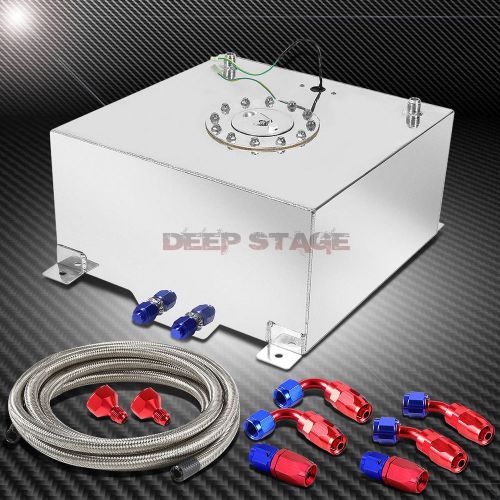 10 gallon polished aluminum fuel cell tank+cap+level sender+steel oil feed kit
