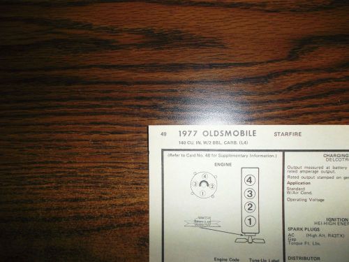 1977 oldsmobile olds starfire four series models 140 ci l4 2bbl tune up chart