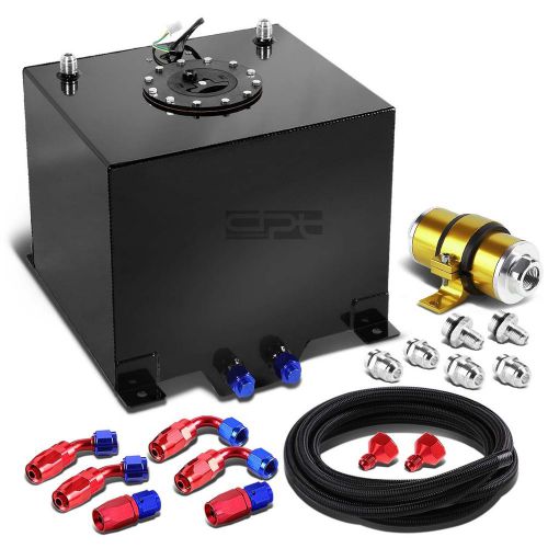 5 gallon aluminum fuel cell tank+cap+oil feed line+30 micron inline filter gold
