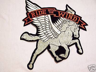 #1035 3xl motorcycle vest patch pegasuswith  ride the wind