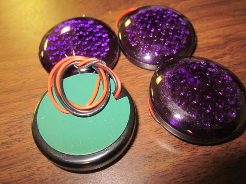 ~ 4 ~ purple 1-3/4&#034; round 12-volt decorative lights 2-wire hookup peel and stick