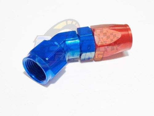 Pswr swivel oil fuel/gas hose end fitting blue/red an-8, 45 degree 3/4 16 unf