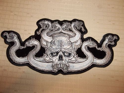 Hot leathers embroidered motorcycle patches biker skull &amp; dragons 11&#034;