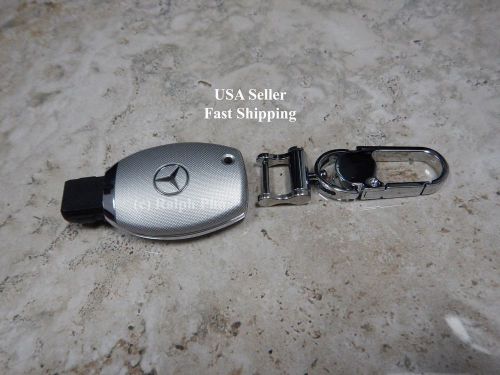 Luxury mercedes smart key chain cover case texture silver metalic