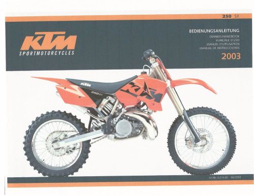 Ktm owners manual 2003 250 sx