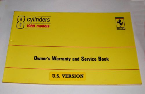 Ferrari 1989 owners warranty and service book