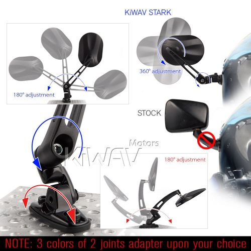 Pair mirror stark square black + chrome adapter for suzuki sv 650 s 99-09