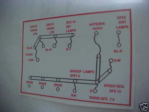 1964-1965 lincoln continental fuse box decal