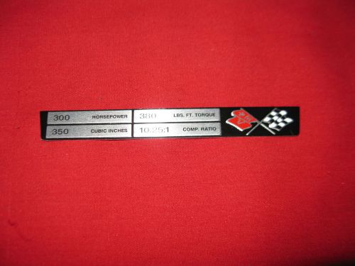 Corvette console data plate 69-70 350 ci 300 hp new. shift plate decal/emblem.