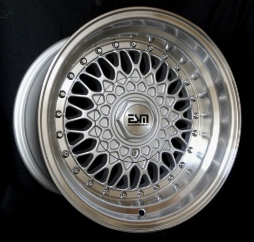 Silver 15x9 15&#034; rs style wheels 5x100 et10 cb57.1 esm 002r plymouth