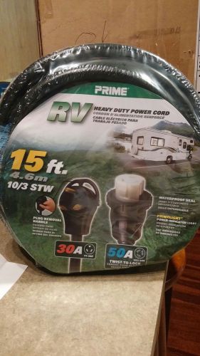 Prime wire &amp; cable 15' 10/3 stw 30amp to 50amp rv cord rv3050t915