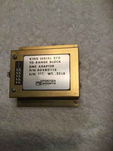 Foster airdata king serial bcd to range block dme adapter, p/n 804b0116