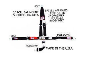 Rjs sfi 16.1 5pt 2&#034; latch &amp; link jr dragster buggy bolt belt black 30295-04-06