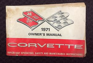 Original 1971 corvette owner&#039;s manual