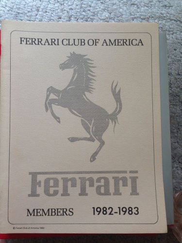 Ferrari club of america - 1982/1983 membership directory