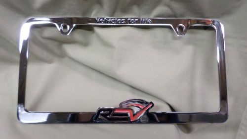 1280m mirror chrome over cast aluminum license plate frame w/rev logo no rusting