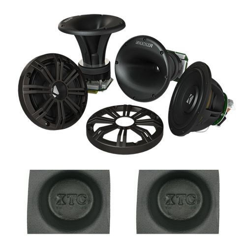 Kicker kms674c km-series 6.75&#034; marine component speakers with round baffle pair