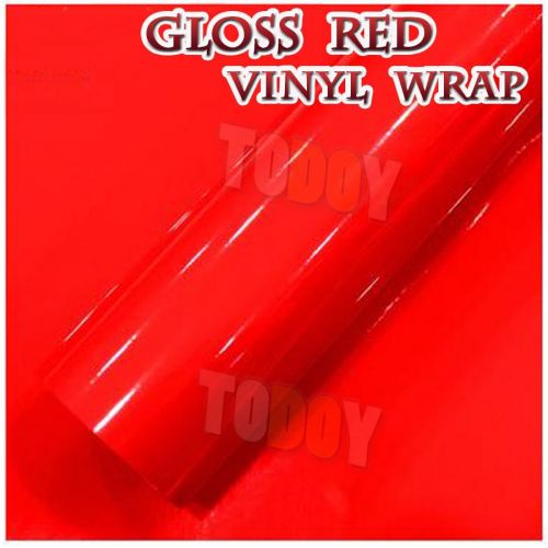 Hot 24&#034;x60&#034; gloss glossy red sticker decal car vinyl wrap air bubble release diy