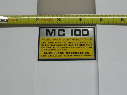 Mcculloch kart shroud decal mc100 vintage go kart