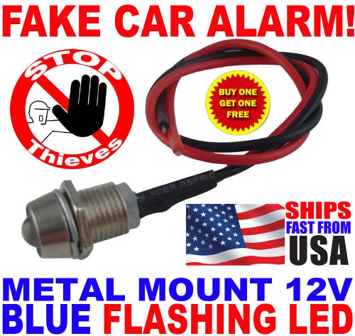 12v blue flashing dummy fake car alarm dash mount led light *new* fast shipping!