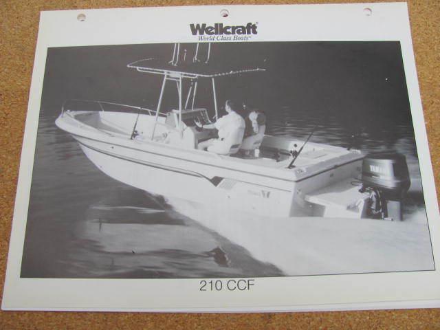 1992 wellcraft 210 ccf  world class boat  photo/specs parts catalog manual