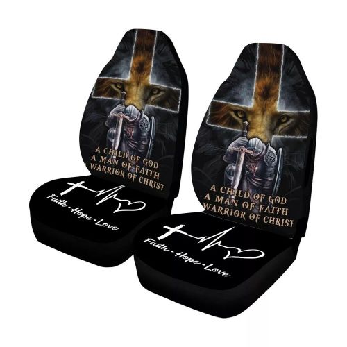 A warrior of christ faith hope love car seat covers - gift for christian