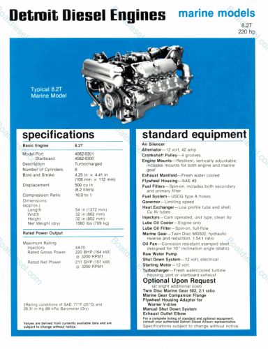 PAIR Detroit Diesel 8.2L Marine Diesel Engine 250 HP Runs Great Engine Only, US $4,500.00, image 2