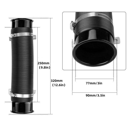 Air Intake Pipe,76 mm/3 inch Car Cold Air Intake Hose Pipe,Car Duct Tube Hose, US $, image 6