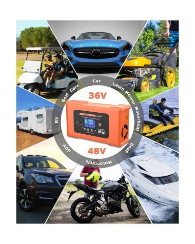 15 amp 48 volt golf cart battery charger for club car-3-pin round plug, 48v l...