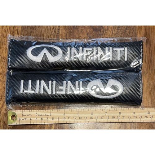 4PC Infiniti Carbon Fiber Seat Belt Covers and Headrest Pillow Set Black White, US $34.98, image 3