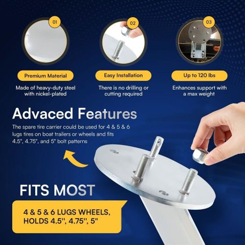 Spare tire mount carrier set high-mount for 3" and 4" trailer frames 3001.0064