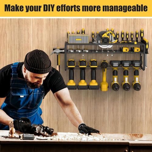 Xverycan power tool organizer, 7 drill holder wall mounted, 3 layer heavy...