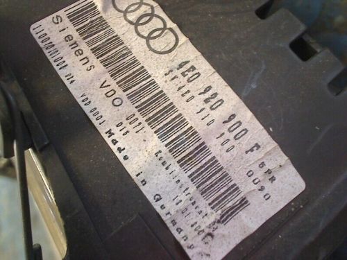 2004 Audi A8 (D3) Sedan 4.0 TDI V8 32V Quattro (ASE) SPEEDOMETER 4E0920900F-, US $, image 3