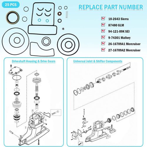For Mercruiser Bravo Upper Seal Kit 26-16709A2 Bravo I II III Sterndrive 18-2643, US $51.90, image 8