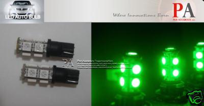 4 sets t10 194  9-smd 5050 green led auto bulbs car scooter +4 ba15s adaptors