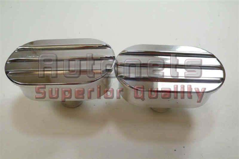 2 polished oval nostalgic aluminum billet valve cover breathers cap finned