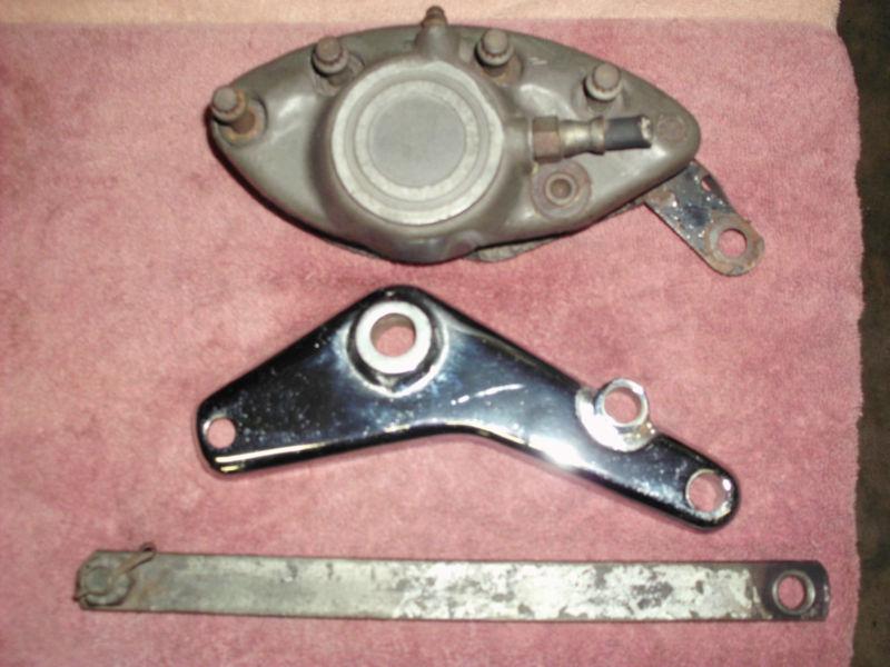 Harley rear brake caliper assembly, mounting bracket, anchor bar